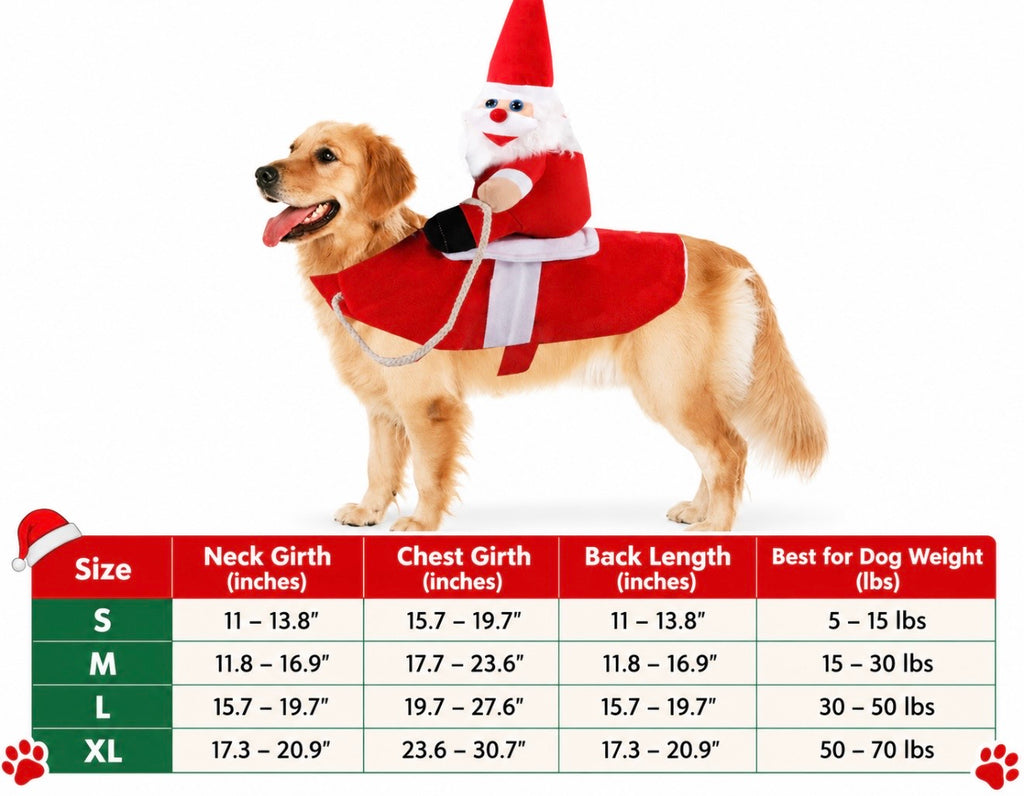 Santa Rider Christmas Dog Costume - Funny Holiday Pet Outfit