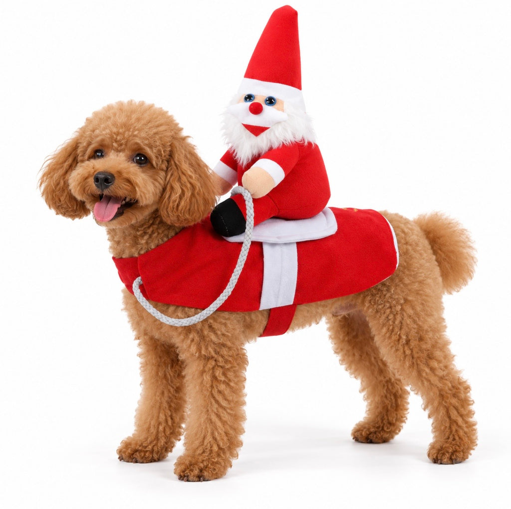 Santa Rider Christmas Dog Costume - Funny Holiday Pet Outfit