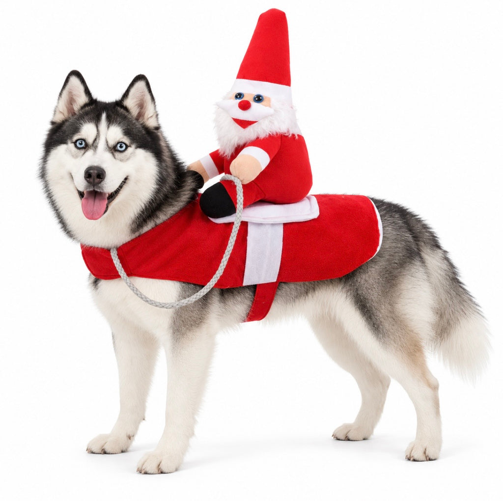 Santa Rider Christmas Dog Costume - Funny Holiday Pet Outfit